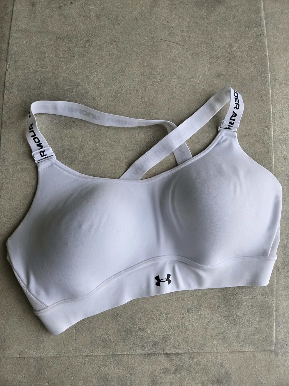 Under Armour Sports Bra White Crisscross Logo Sports Bra Size L